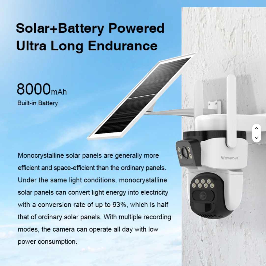 სათვალთვალო კამერა მზის ელემენტით Dual Lens - Image 2