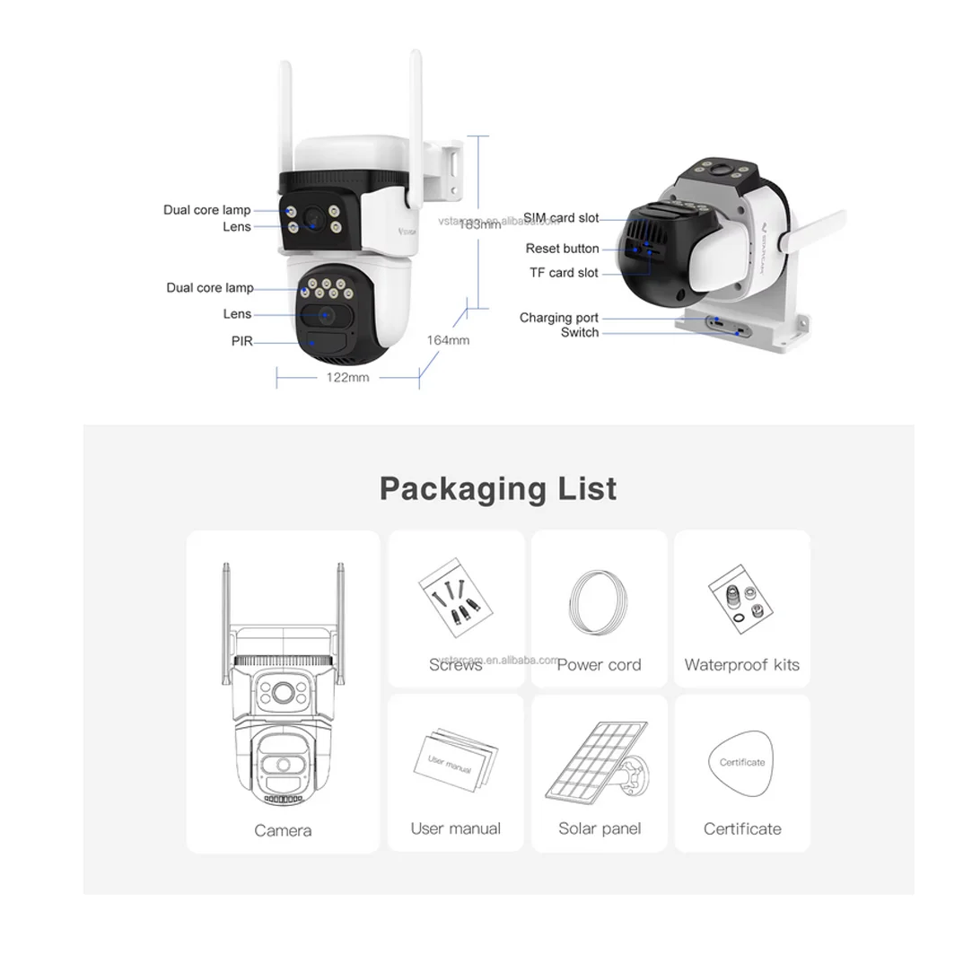 სათვალთვალო კამერა მზის ელემენტით Dual Lens - Image 8